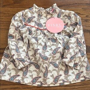 BISBY Kids Paisley Print Shirt - Cream and Blue
